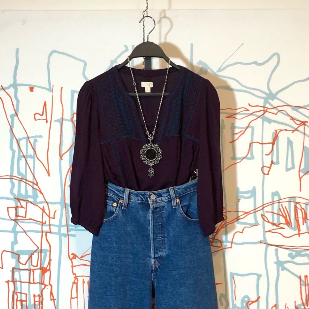 Ya brand plum colored peasant top